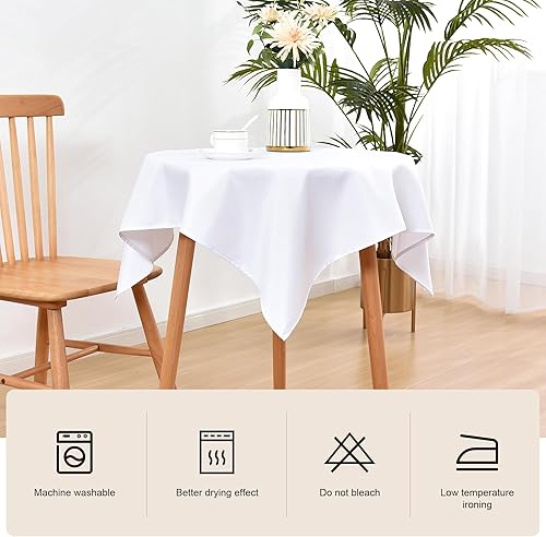 Miniatura 4 de Wolkemer Mantel cuadrado pequeño de 36 x 36 pulgadas, mantel de tela lavable color blanco sólido para mesitas de noche, mesita de noche, decoración