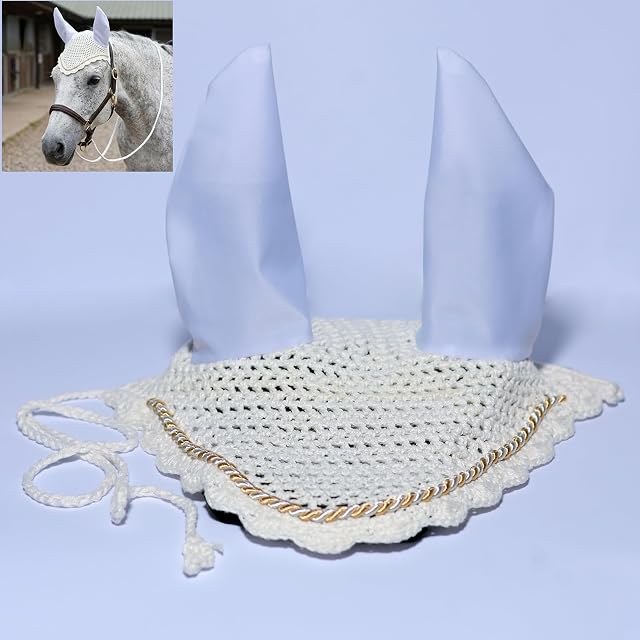 Foto 5 de 7 de Spire Gorro protector de orejas de algodón transpirable de ganchillo suave (mazorca, blanco)