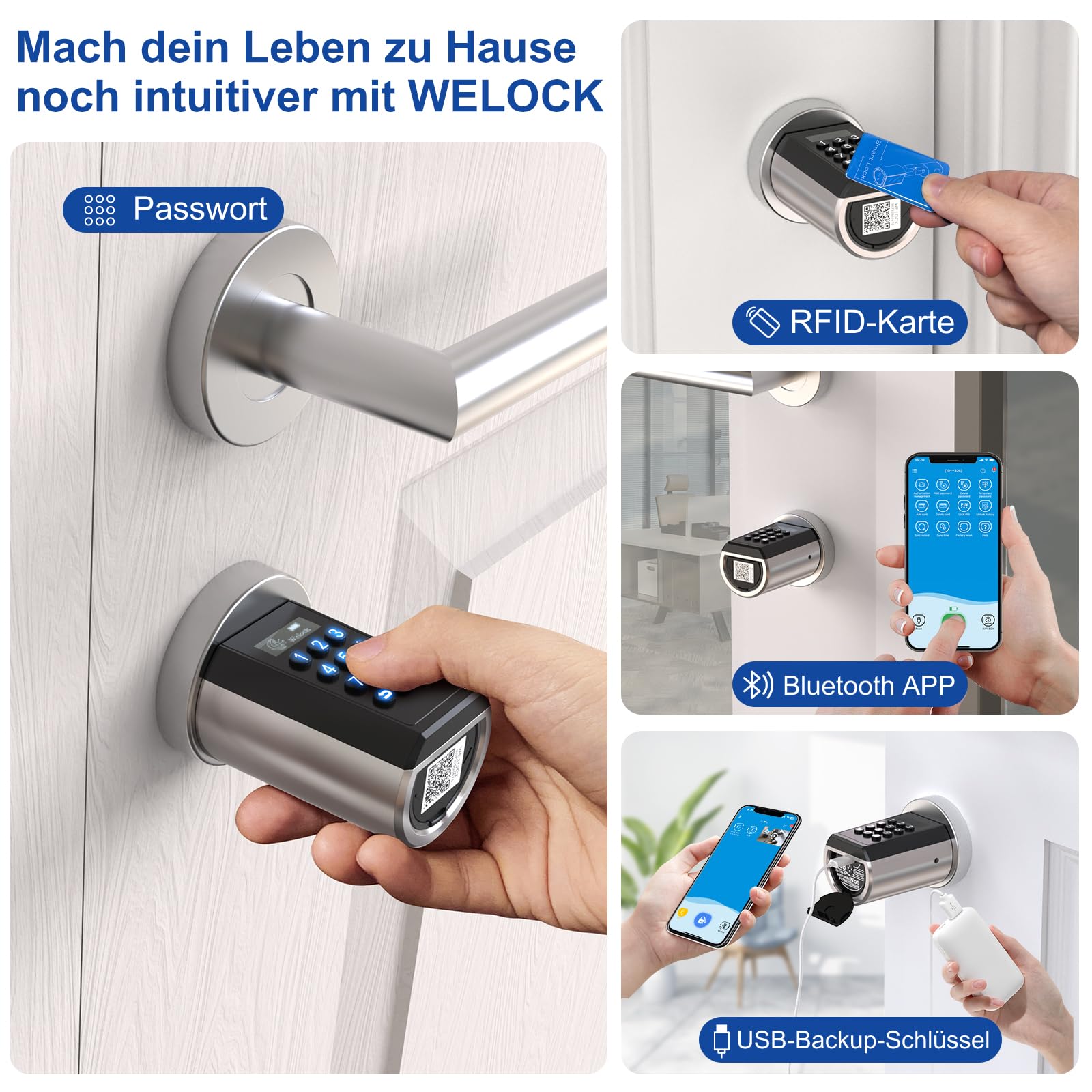 WELOCK Elektronisches Türschloss mit Passwort,RFID-Karte,Bluetooth APP,Türschloss,türschloss WELOCK Elektronisches Türschloss mit Passwort,RFID-Karte,Bluetooth APP,Türschloss,türschloss