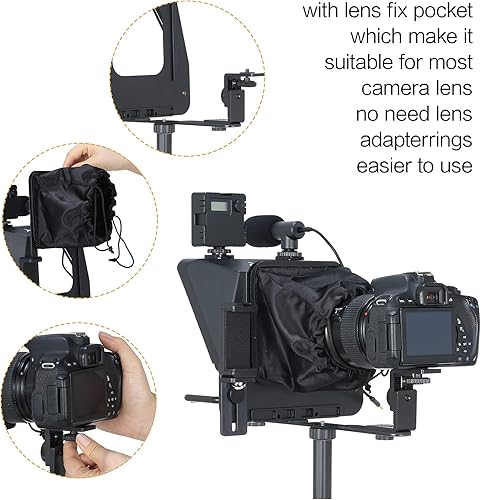 Miniatura 4 de Andoer A10 - Teleprompter portátil para teléfono inteligente DSLR con soporte de teléfono, control remoto para grabación de video, transmisión en