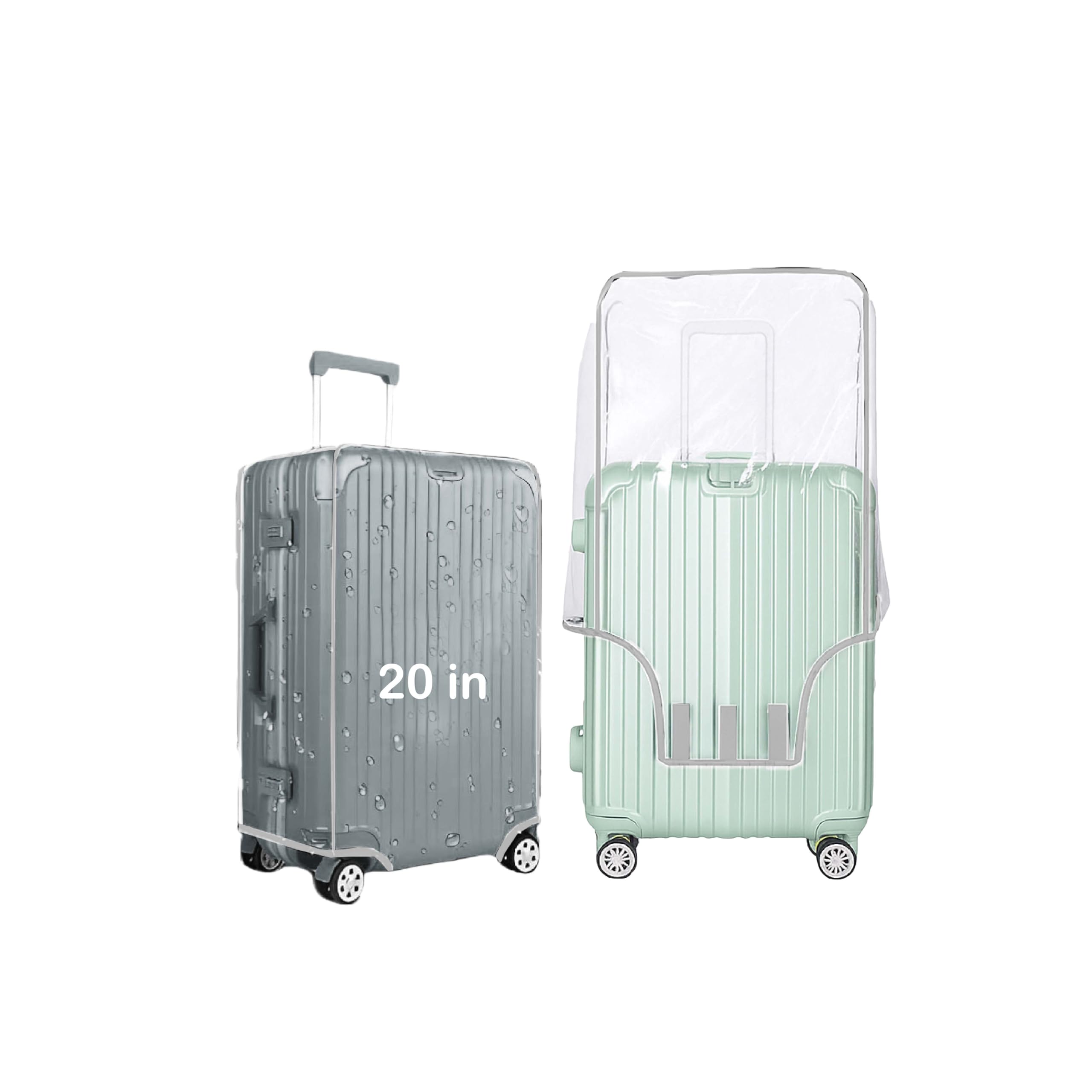 Handcuffs PVC Transparent Luggage Trolley Waterproof Cover | Dust Proof Suitcase & Trolley Bag Cover - 20 Inches