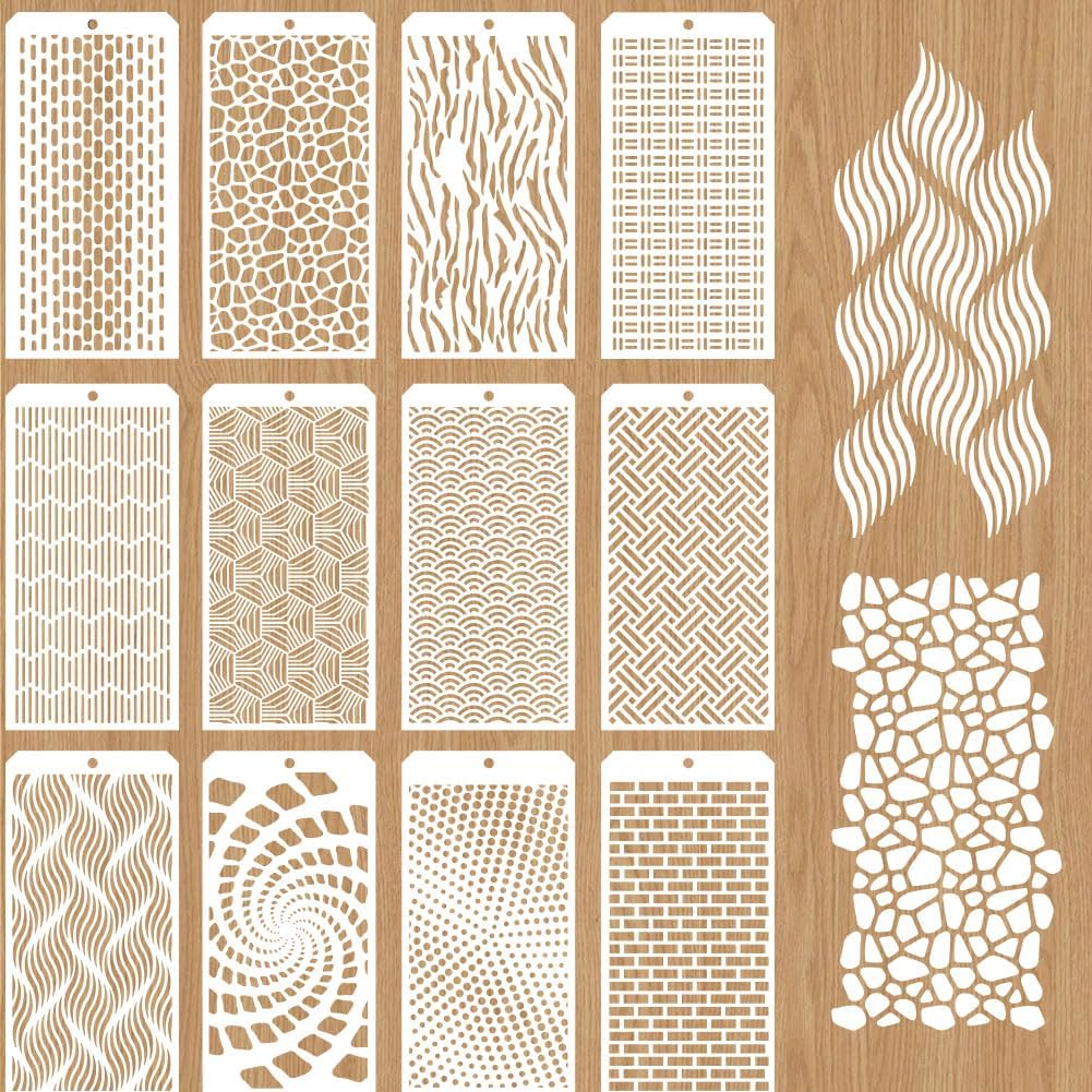 GOMAKERER 12 Pcs Decorative Painting Templates, 12 Styles