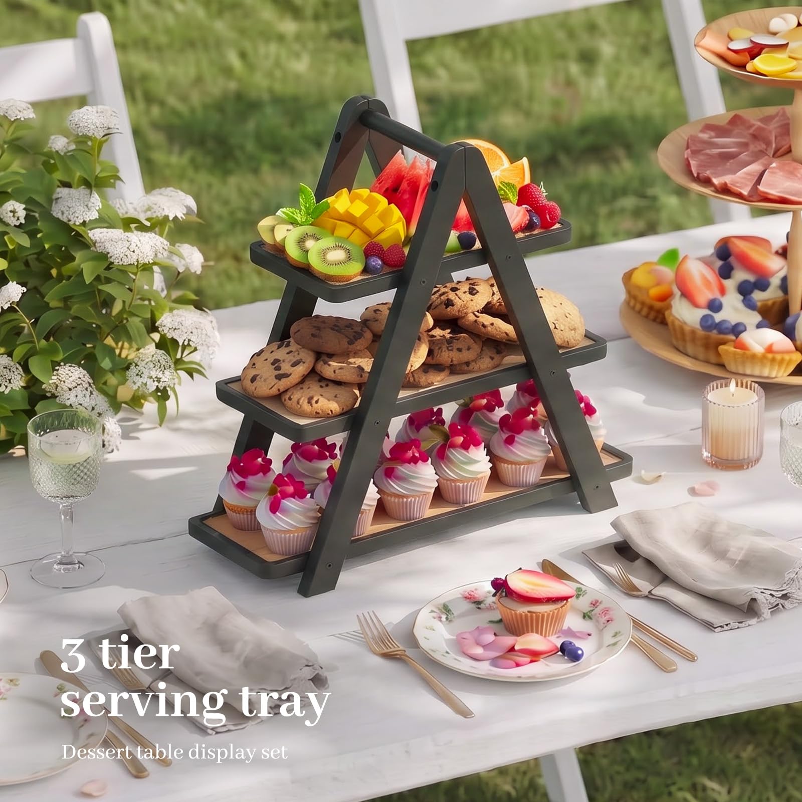3 Tier Bamboo Serving Tray - Party & Dessert Display -8