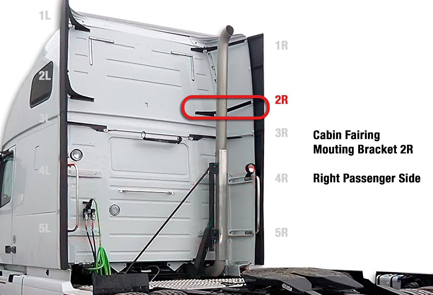 KOZAK Upper Lower Wind Cab Fairing Support Bracket R2, Right Passenger Side Compatible with Volvo VNL 2004-2017 Semi Trucks, Includes 2x 22" Windshield Wipers, and Vest