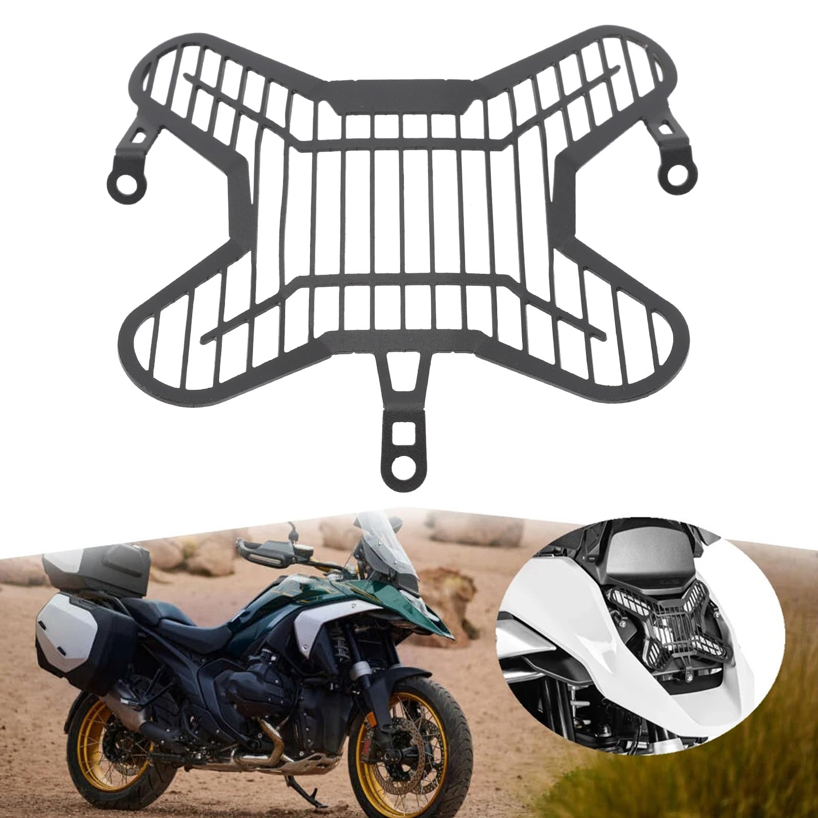 lyrlody Protezione Faro, Copertura Griglia Faro in Metallo per R 1300 GS 2023-2024, Protegge Dai Sassi e Prolunga la Durata del