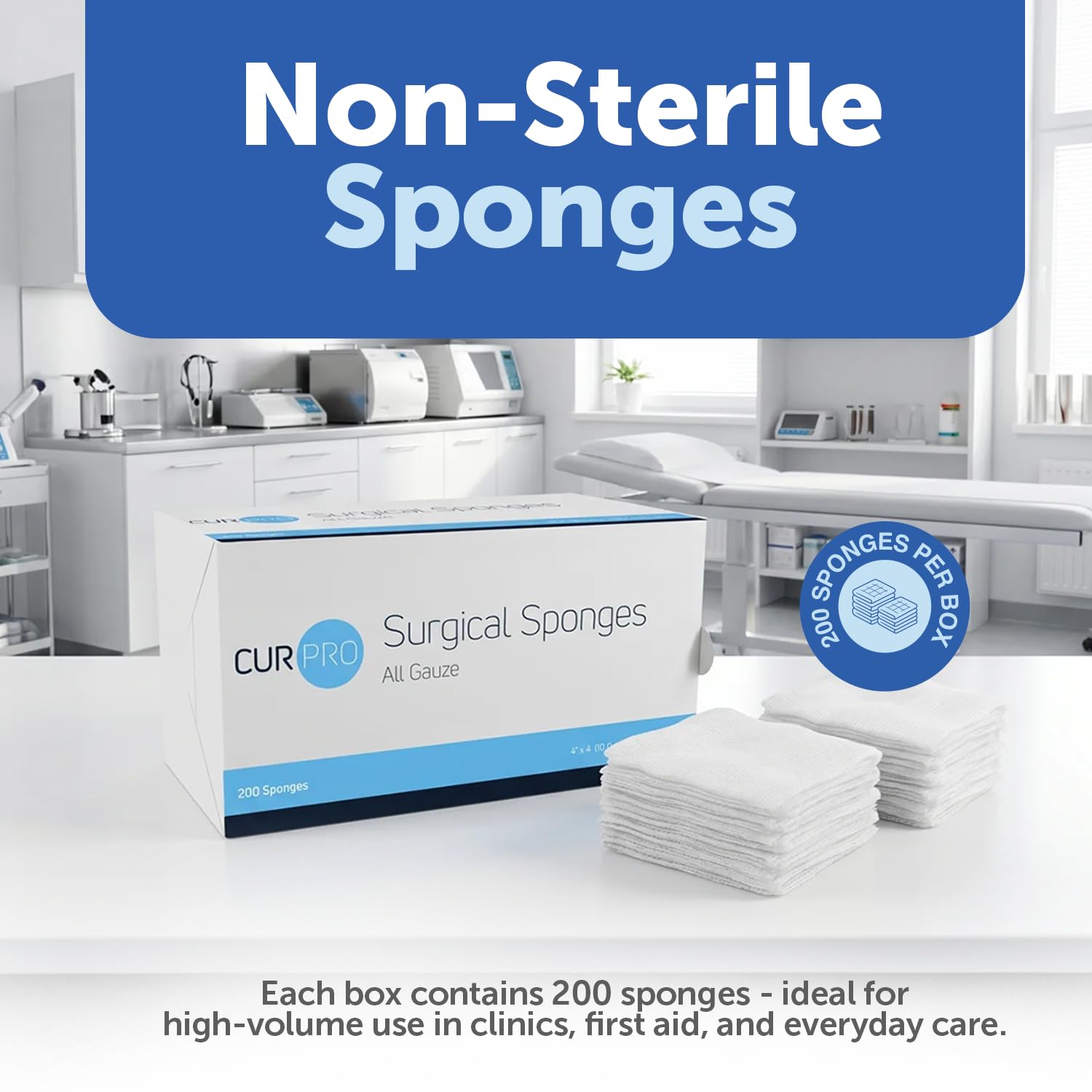 Dynarex Surgical Gauze Sponges, Non-Sterile Pads for General Cleaning and Wound Packing, Made from 100% Absorbent Cotton, 4" x 4," 12-Ply and Latex-Free, 1 Box of 200 Dynarex Surgical Gauze Sponges — Amazon image 3