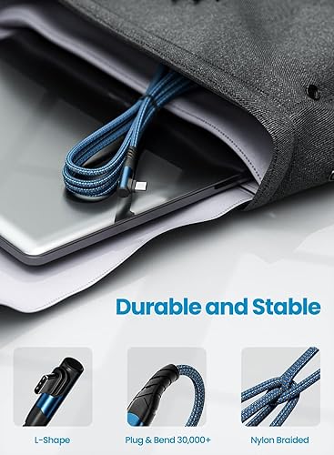 Miniatura 13 de Fasgear Cable USB C a USB C, cable USB 2.0 tipo C PD de carga rápida de 3 pies y 60 W, cargador de 90 grados, compatible con Galaxy S22/S21/S20 Rojo