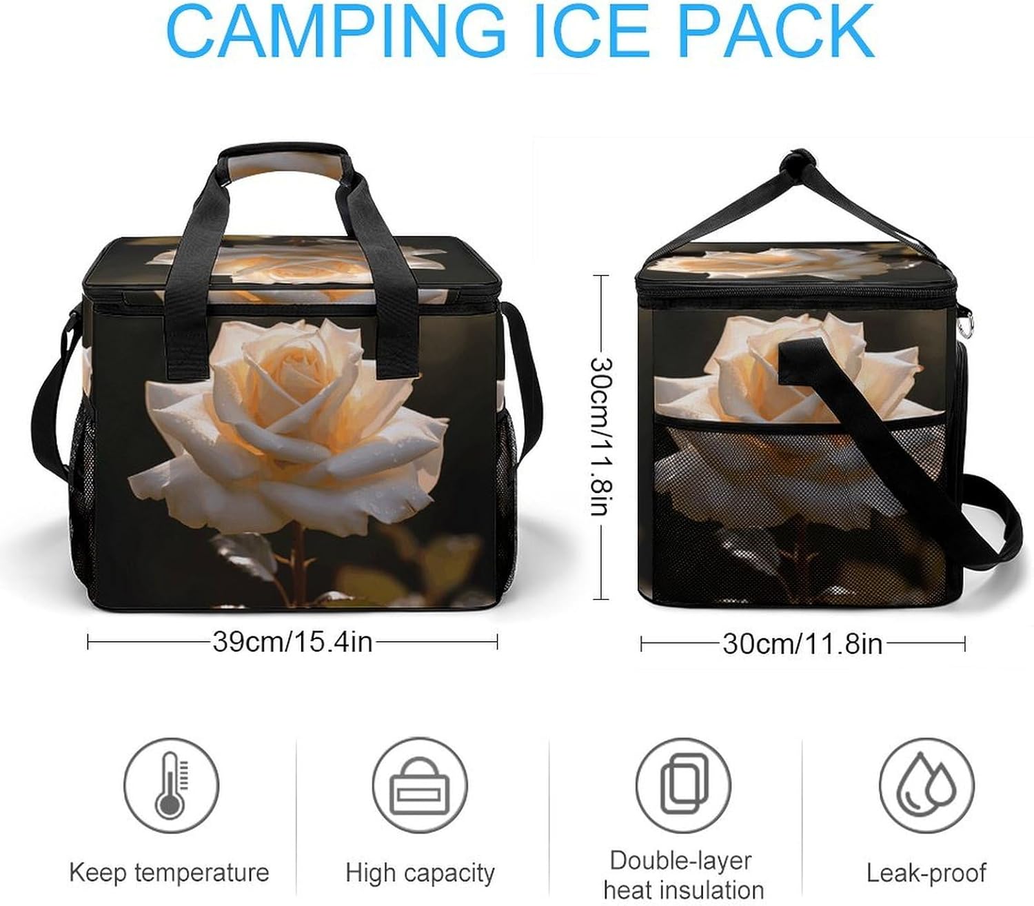 Insulated Picnic Backpack Tote Bag, Large Capacity 30L Glow in The Dark Cooler Bag Leakproof Beach Bags Portable Lunch Box Waterproof Picnic Basket for Beach Camping BBQ