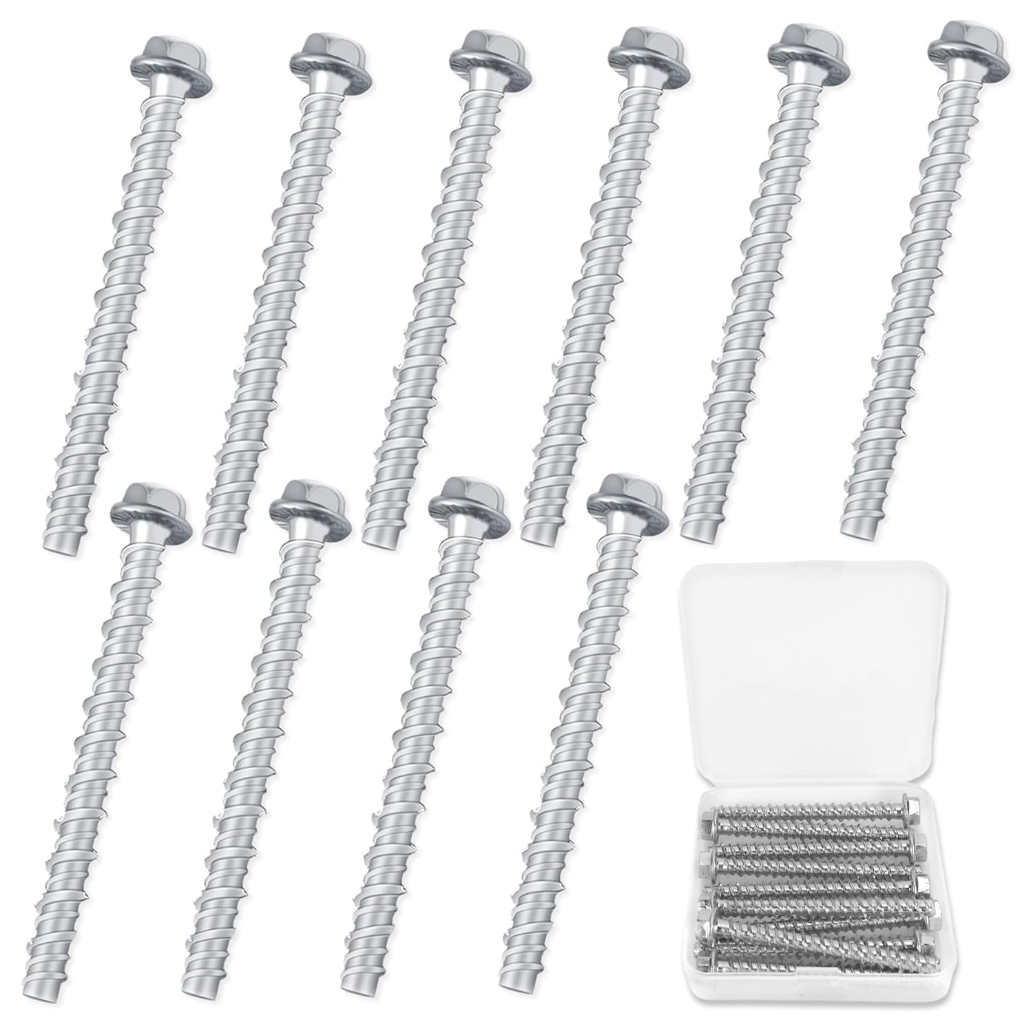 Viti per calcestruzzo senza tassello, 10 pezzi, testa esagonale M6 x 75 con disco per muratura, cemento, industria, architettura