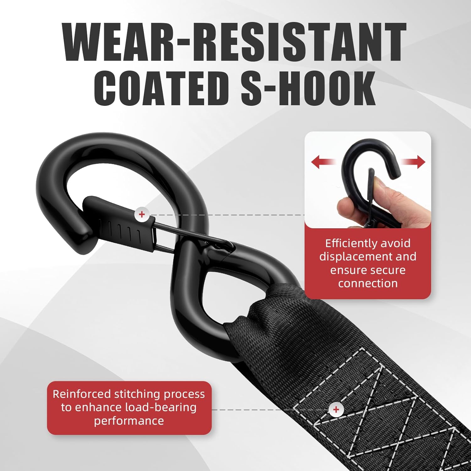 Retractable Ratchet Tie-Down Straps 4409 lbs, 1.5in × 10ft Heavy Duty Self-Retracting Ratchet Straps with Zinc-Plated S-Hooks, Secure Tie Downs for ATVs, Machinery & Equipment, 2 Pack - Image 4