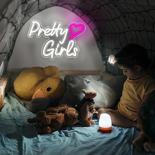 Miniatura 7 de ATTNEON Pretty Girls - Letrero de neón para niñas, bonita luz LED de neón para decoración de pared, letrero iluminado para habitación de niñas,