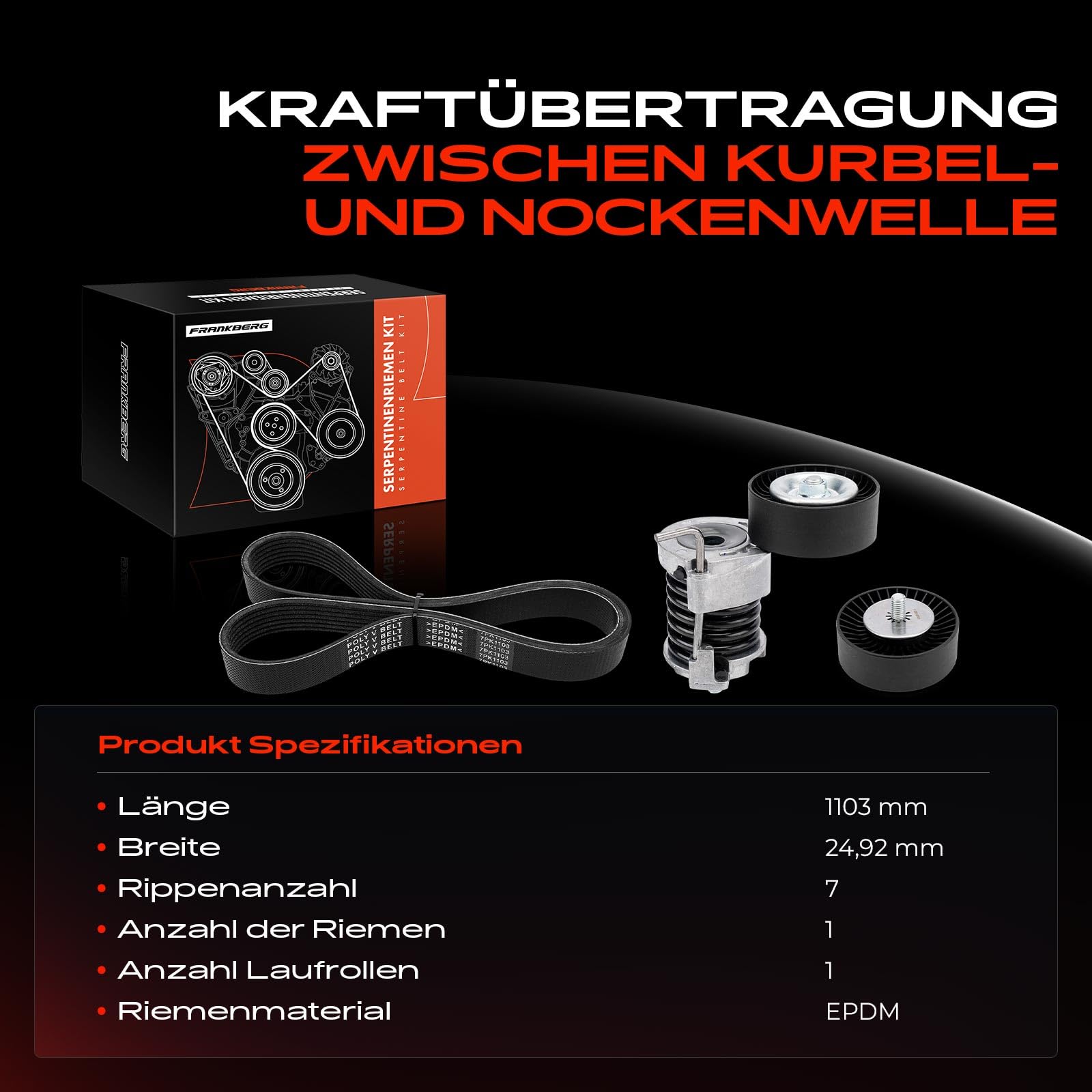 Frankberg Zahnriemenkit Zahnriemensatz Benzin Kompatibel mit 1er E81 1.6L E87 2.0L Cabriolet E88 2.0L E81 2.0L 3er Touring E91 2.0L Replace# K057PK1103