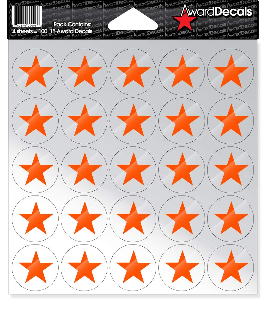 Award Decals Star (100 Stickers) (Orange on Clear)