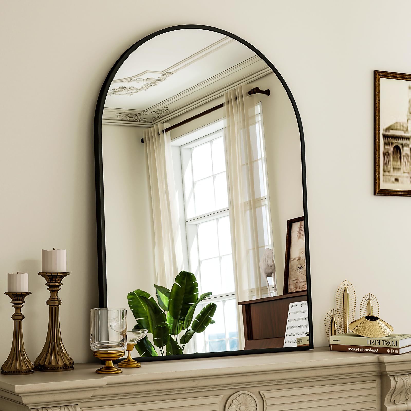 Espejo De Baño De Pared Con Arco Negro De 30 X 31