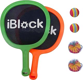 Smartwo Portable Paddles and Bouncy Balls Set for Kids or Adults’ Indoor Outdoor Activities, Sport Game for Beginner or Intermediate, Swing Racket in Beach Pool Backyard Playground Lawn Park or Court