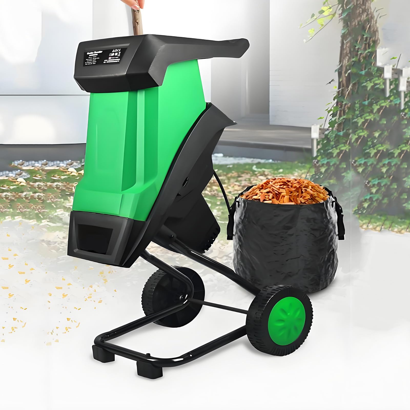 Trituradora Ramas Hojas,astilladora Madera Eléctrica 2400W Con Caja Recolección 50L,velocidad 4500rpm Y Trituración Hasta 39mm,diseño Antiobstrucción,bajo Nivel Ruido Y Corte Suave,para Escombros