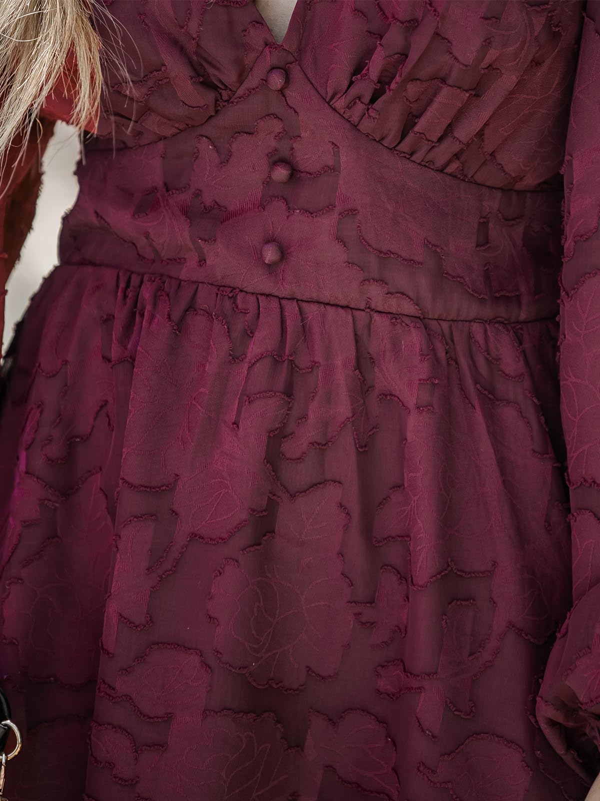 Cupshe Robe courte près du corps en dentelle, manches longues, imprimé floral, pour fêtes, M