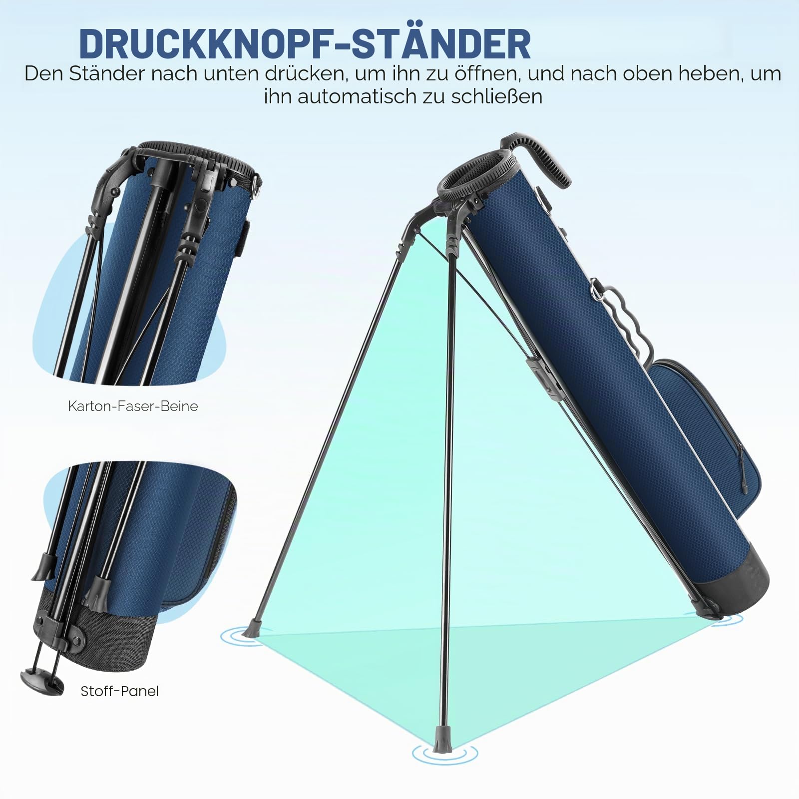 Findway Golf Bag, Golf Stand Tragetasche mit Riemen, Leichter Einfach zu tragen und haltbare Pitch n Putt Golftasche für die Driving Range, Par 3 und Executive Plätze, 80 cm Hoch