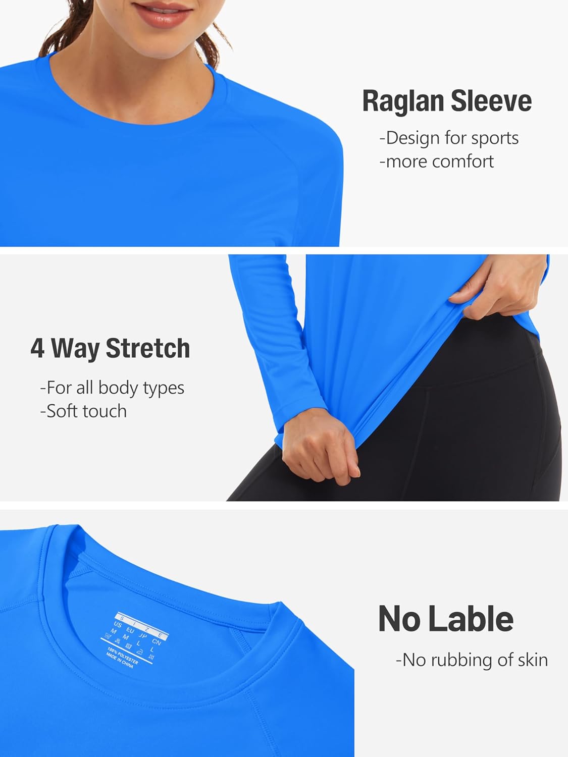 TACVASEN Womens Long Sleeve Rash Guard UPF 50+ UV Sun Shirts Quick Dry Swim Shirt Hiking Tops - Image 6