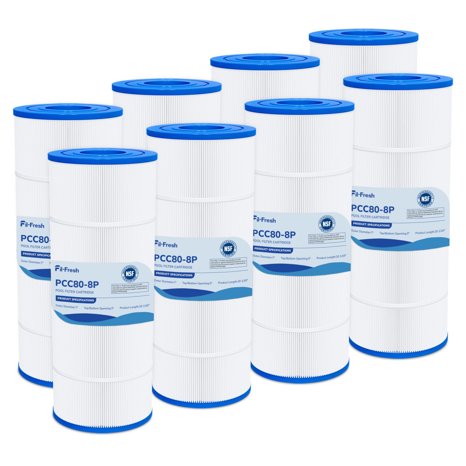 Fil-fresh 8 Pack CCP320 Pool Filter Compatible with Pentair R173573, PCC80