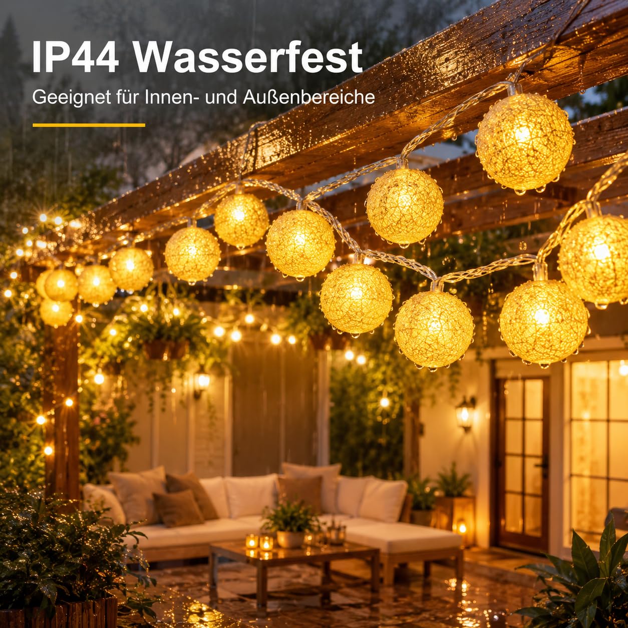 LED Lichterkette Baumwollkugeln Batteriebetrieben, 3,3m 20er Cotton Ball Lichterketten Kugeln Nachtlicht für Weihnachten, Hochzeit, Party, Zimmer, Wohnheim, Innen Deko Beleuchtung