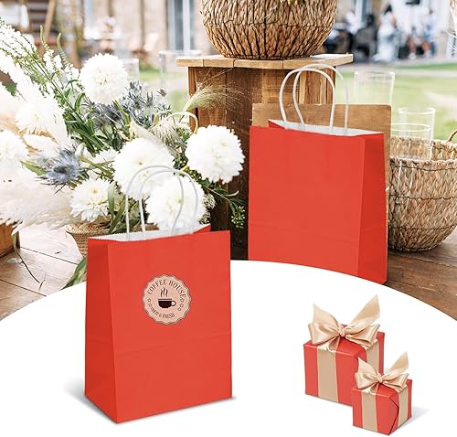 Miniatura 10 de Bolsas de papel marrón con asas, 50 bolsas de regalo de papel kraft grandes de 10 x 5 x 13 pulgadas, bolsas de compras, bolsas de fiesta, bolsas de