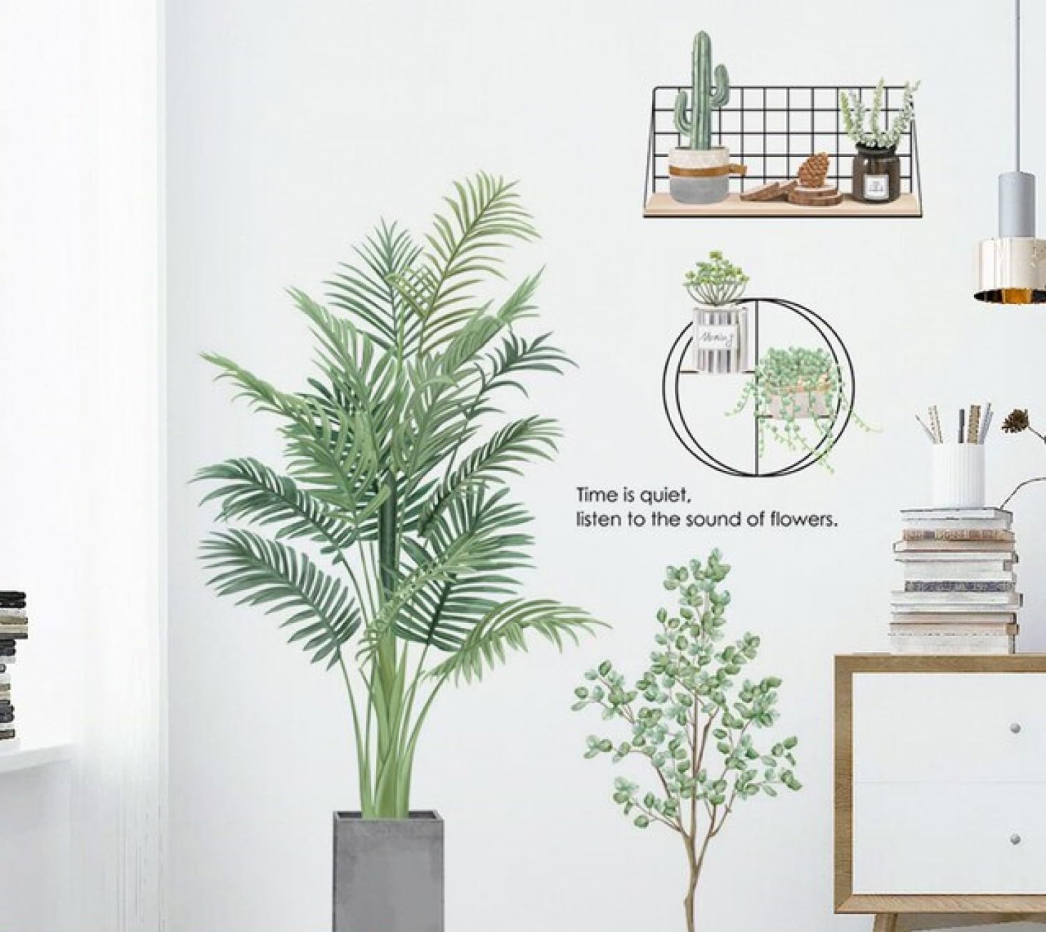 JAAMSO ROYALS Potted Plants Trellis Wall Decals Green Leaf Peel and Stick Self Adhesive Wall Sticker (30 CM X 90 CM)