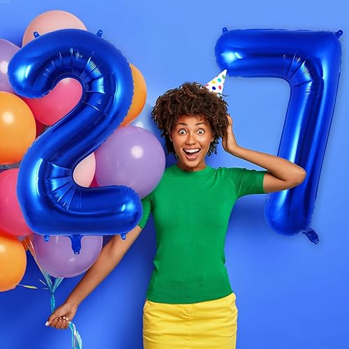 Miniatura 5 de Globo azul marino con el número 7 de 40 pulgadas, globos grandes de aluminio con número de helio, globos gigantes gigantes de Mylar número 1 para