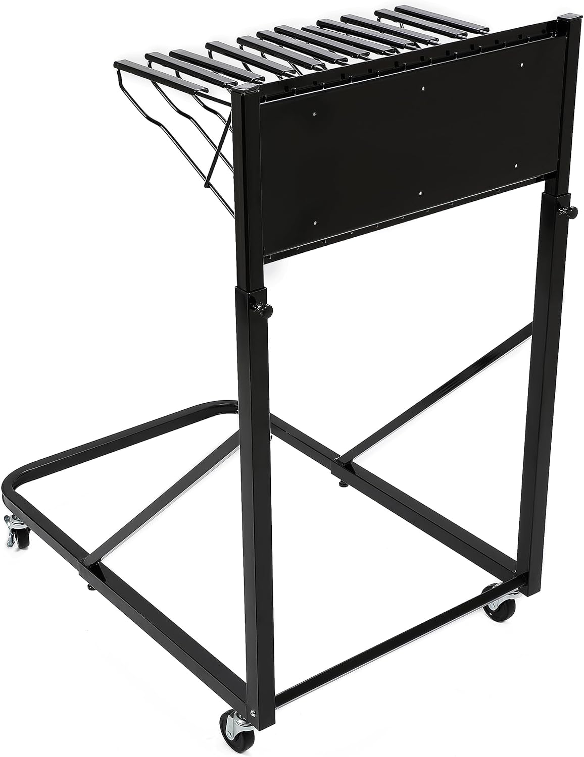 KUAFU Mobile Blueprint Storage Rack with 12 Adjustable Height/Length Pivot Brackets Map Poster File Organizer Stand Plans Holder Powder Coated Steel Black