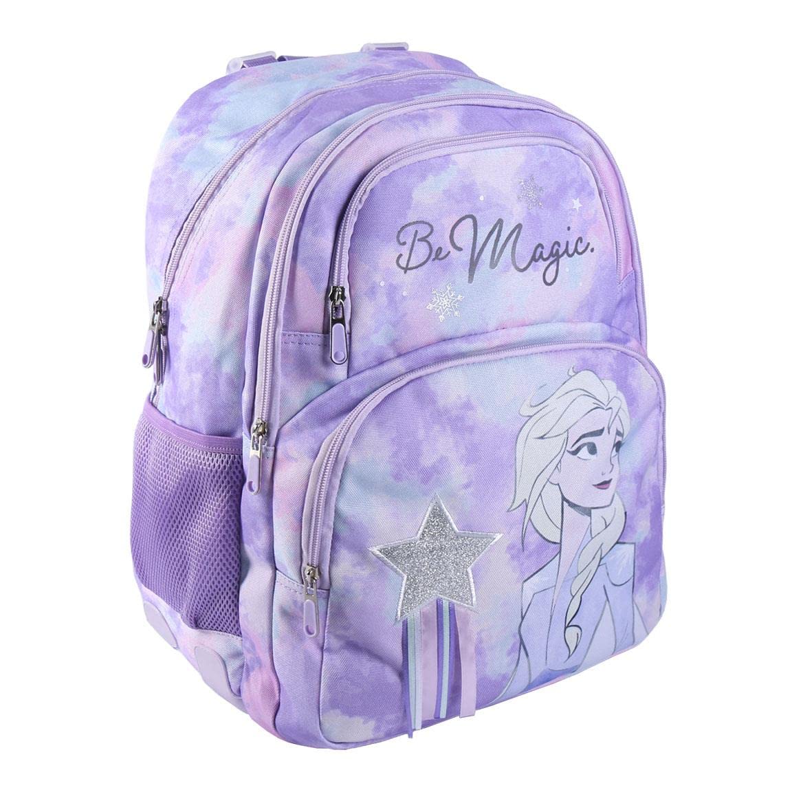 CERDÁ LIFE'S LITTLE MOMENTS Mochila Frozen 2 con Bolsillo Frontal y Malla Lateral para Niña | Colección Escolar-Licencia Oficial Disney para Niñas, Morado, Estándar