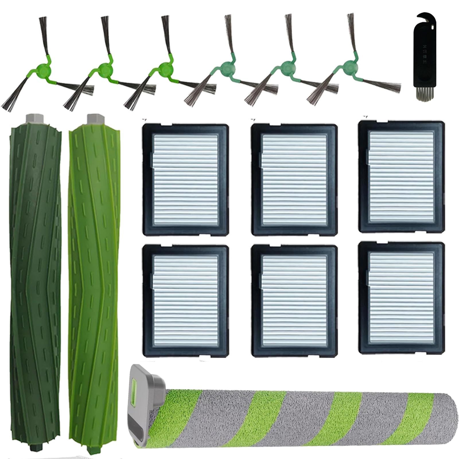 Chuancheng 16Pcs Accessories Replacement Part for iRobot Roomba Max 705 Combo/ 706 Combo/Max 700 Series Combo Robot Vacuum, 2 Main Brush 1 Roller Mop 6 Filters 6 Side Brushes 1 Cleaning Brush