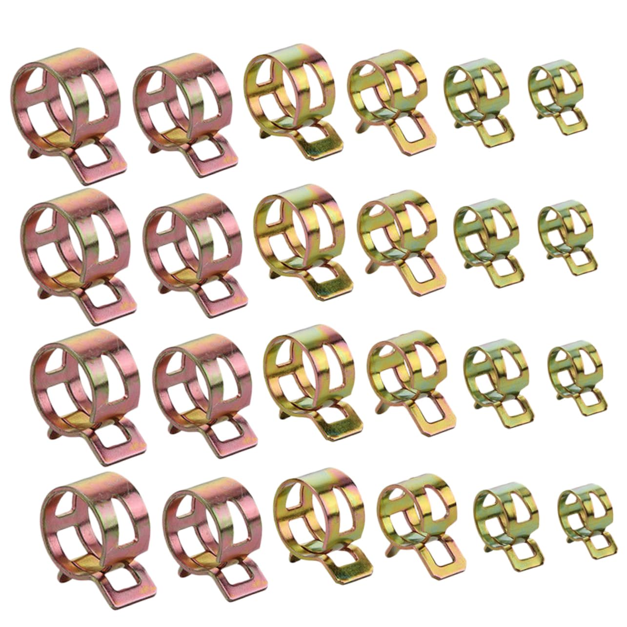 STOBAZA 1 Set 60pcs Hose Clamp Pipe Clamp Pipe Bracket Clamp Line Hose Gas Garden Hose Clamps Sizes Assorted Mounting Duct Industrial Hose Gear Automotive Pipe Strap Crimp Golden