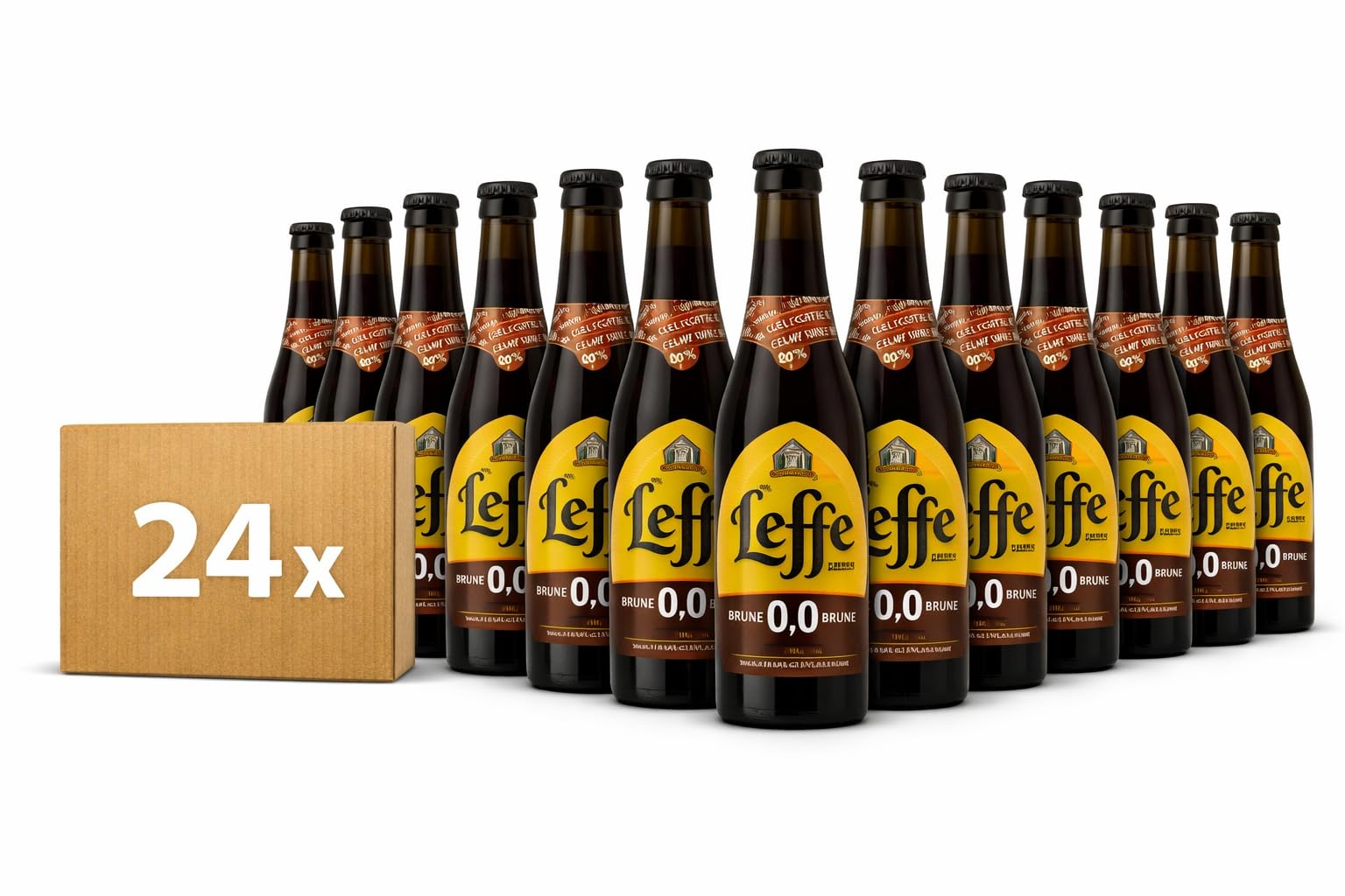 Leffe Brune 0,0% Alkoholfrei – 24 × 0,33 l | Dunkles belgisches Bier | Voller Geschmack ohne Alkohol