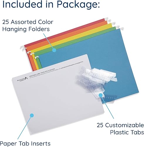 Vista 90 de Blue Summit Supplies Carpetas colgantes para archivos, 25 carpetas colgantes reforzadas, diseñadas para el hogar y la oficina, organización de Negro