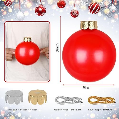 Miniatura 2 de Decoraciones de Navidad al aire libre, bolas inflables grandes de Navidad, adornos inflables, decoraciones inflables de patio al aire libre para