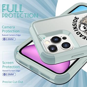 iPhone 13 Pro Max用保護ケース 3イン1 デザイナー 面白い スカル スケルトン 落下テスト済み かわいいケース メンズ レディース ガールズ 耐衝撃保護 頑丈 高耐久 iPhone 13 Promax用