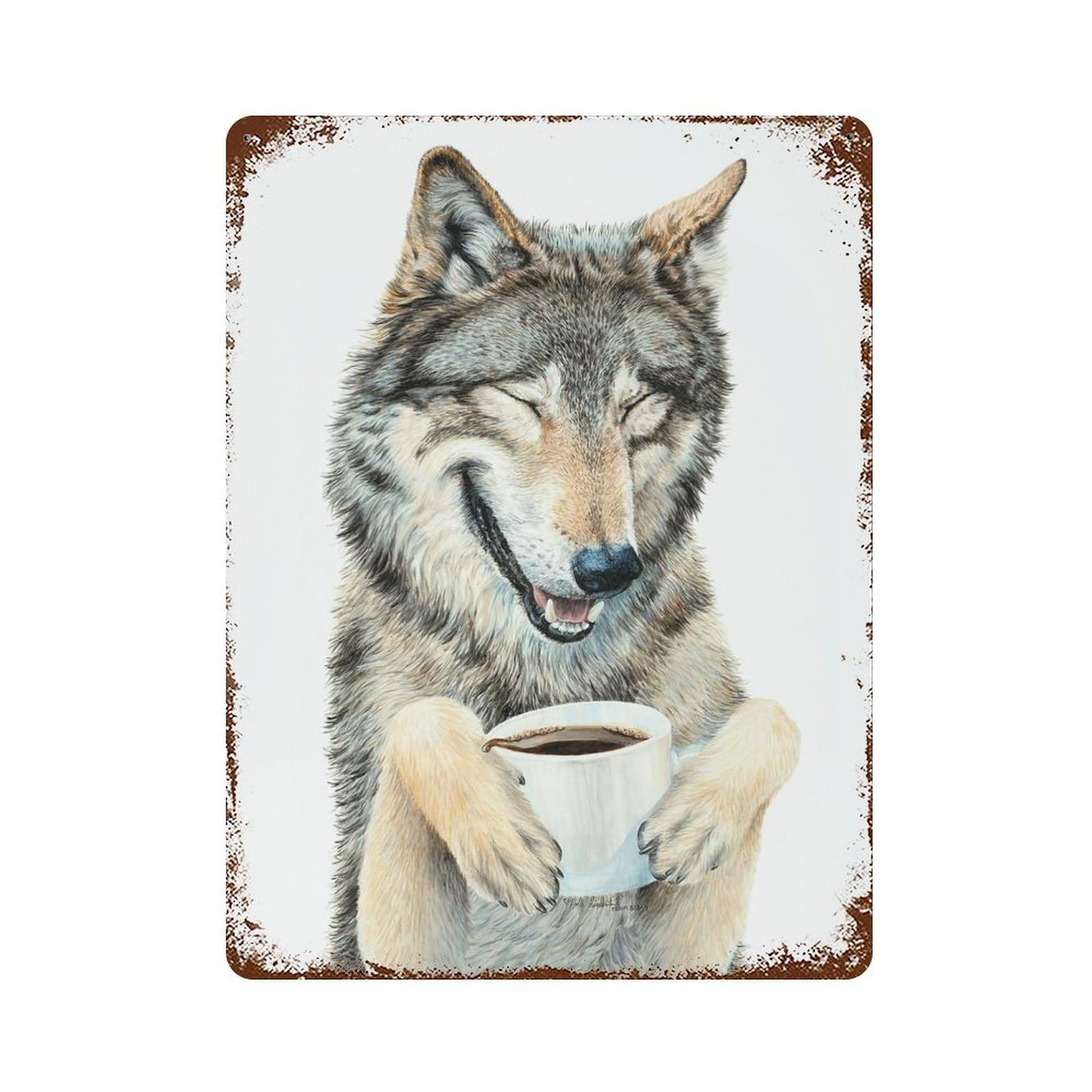 Vintage Rust Metal Sign with Coffee In The Moonlight Design 15.7"x11.8", for Shed, Workshop And Garage Wall Decor, Classic Wall Plaque