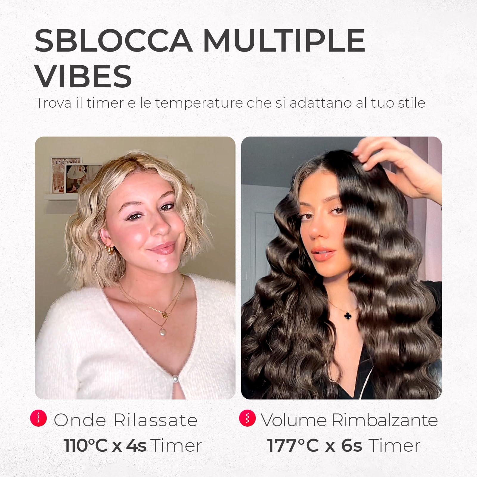 TYMO ROVY Ferro Arricciacapelli per Onde + Spazzola Lisciante per Capelli