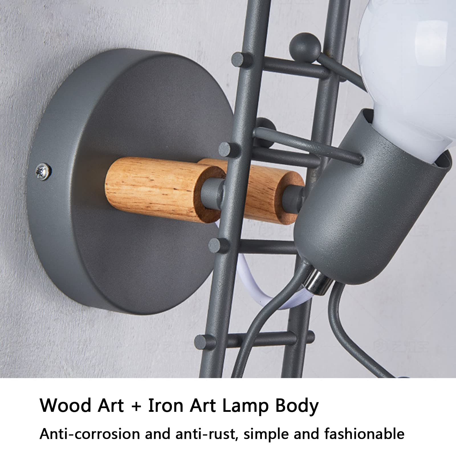 Aplique de iluminación de pared moderno, lámparas de pared de dibujos animados de metal industrial, lámpara de pared del dormitorio de la habitación de los niños, decoración para sala de estar, baño
