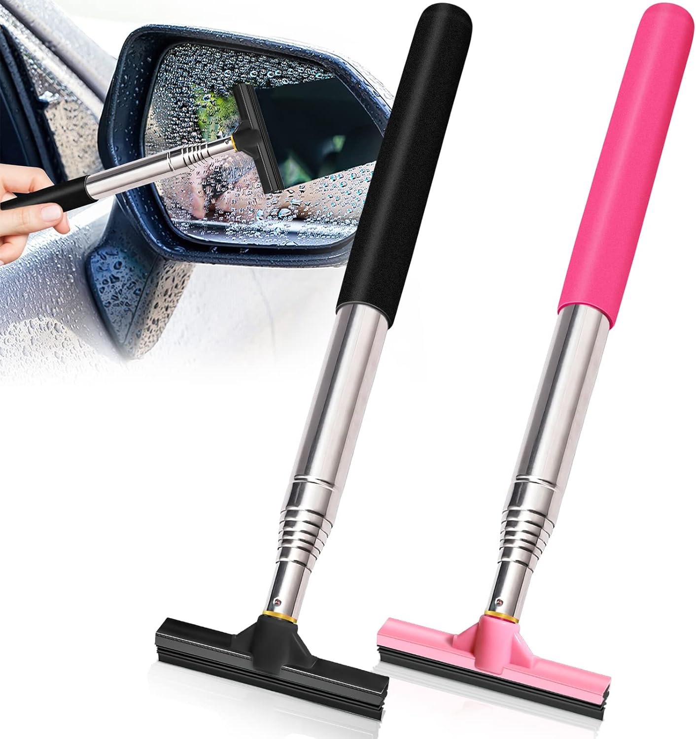 2 PCS Car Side Mirror Squeegee Portable Car Rearview Mirror
