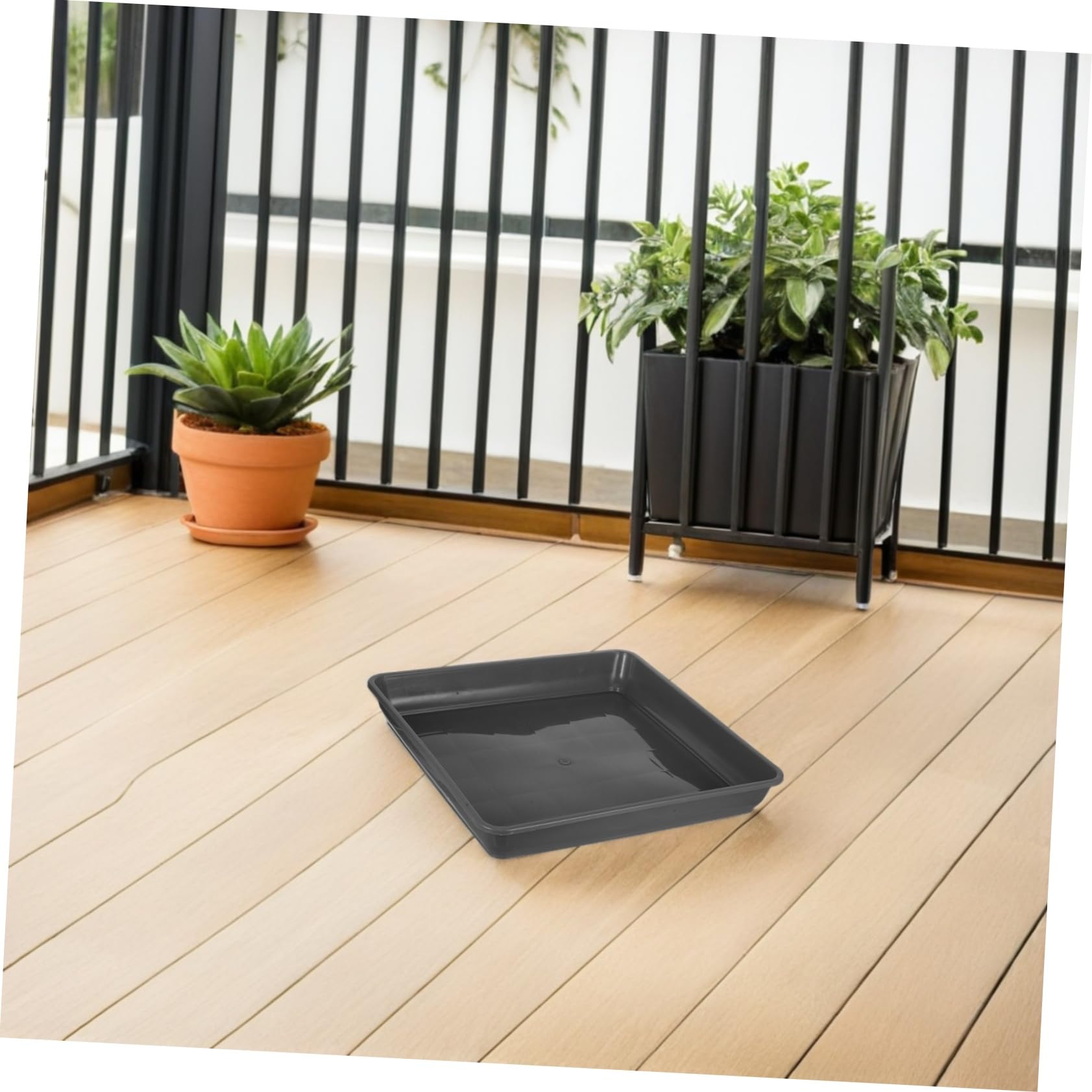 UPKOCH 3 Stück Quadratische Pflanzuntersetzer aus Dickem Wetterbeständigem Kunststoff Stabile Abtropfschalen für Blumentöpfe für Sukkulenten Bonsai Indoor und Outdoor Graue Pflanzschalen