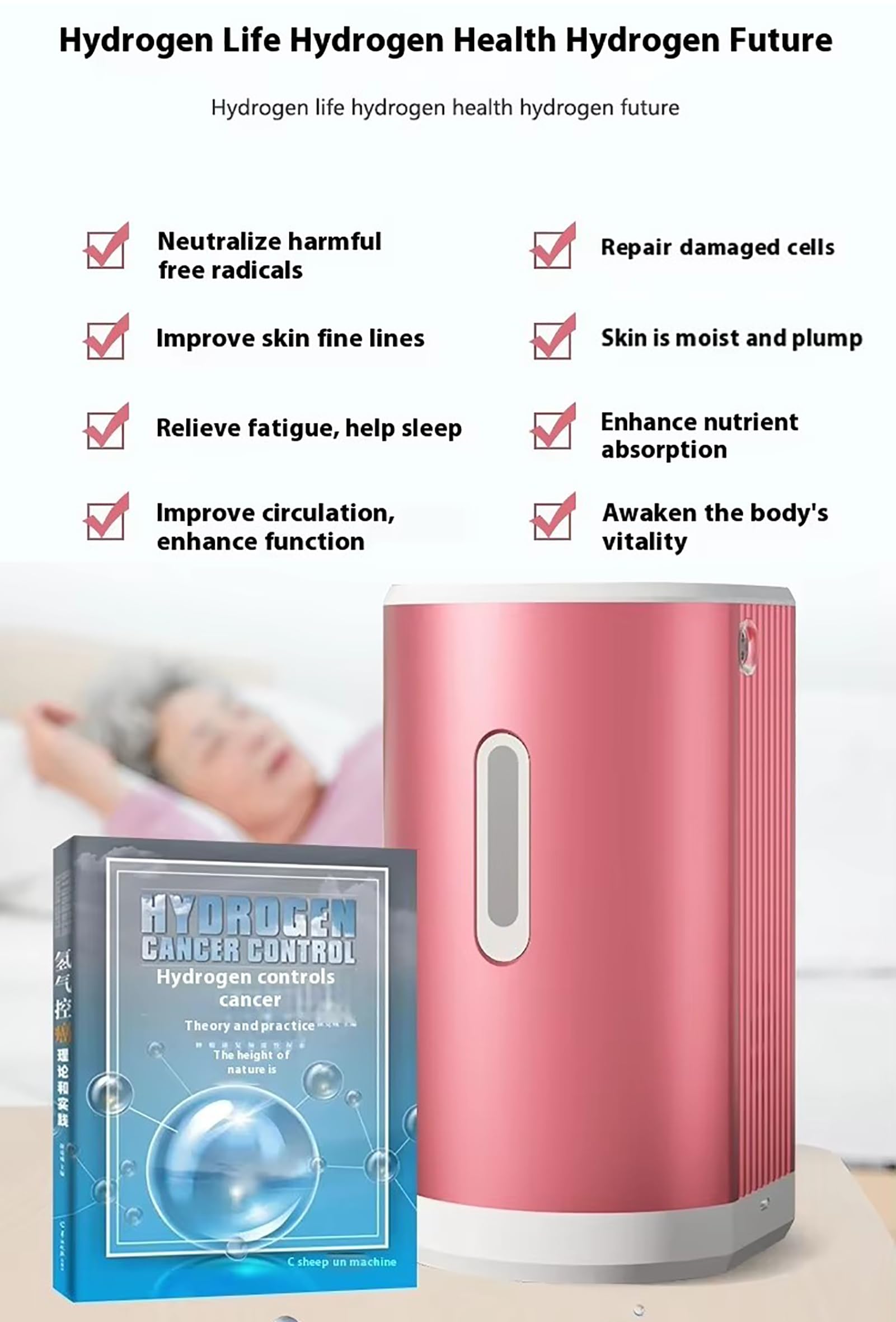 Dwukanałowy inhalator wodoru, przenośny generator wodoru z technologią PEM, wysoka czystość 99,99%, niski poziom hałasu, idealny do domu, samochodu i podróży 450ml/min