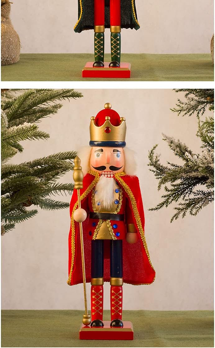 CYee Christmas Wooden Nutcracker, 15 Inch Traditional Festive Xmas King and Soldier Figurine Ornament for Table Fireplace Decoraion (Blue)