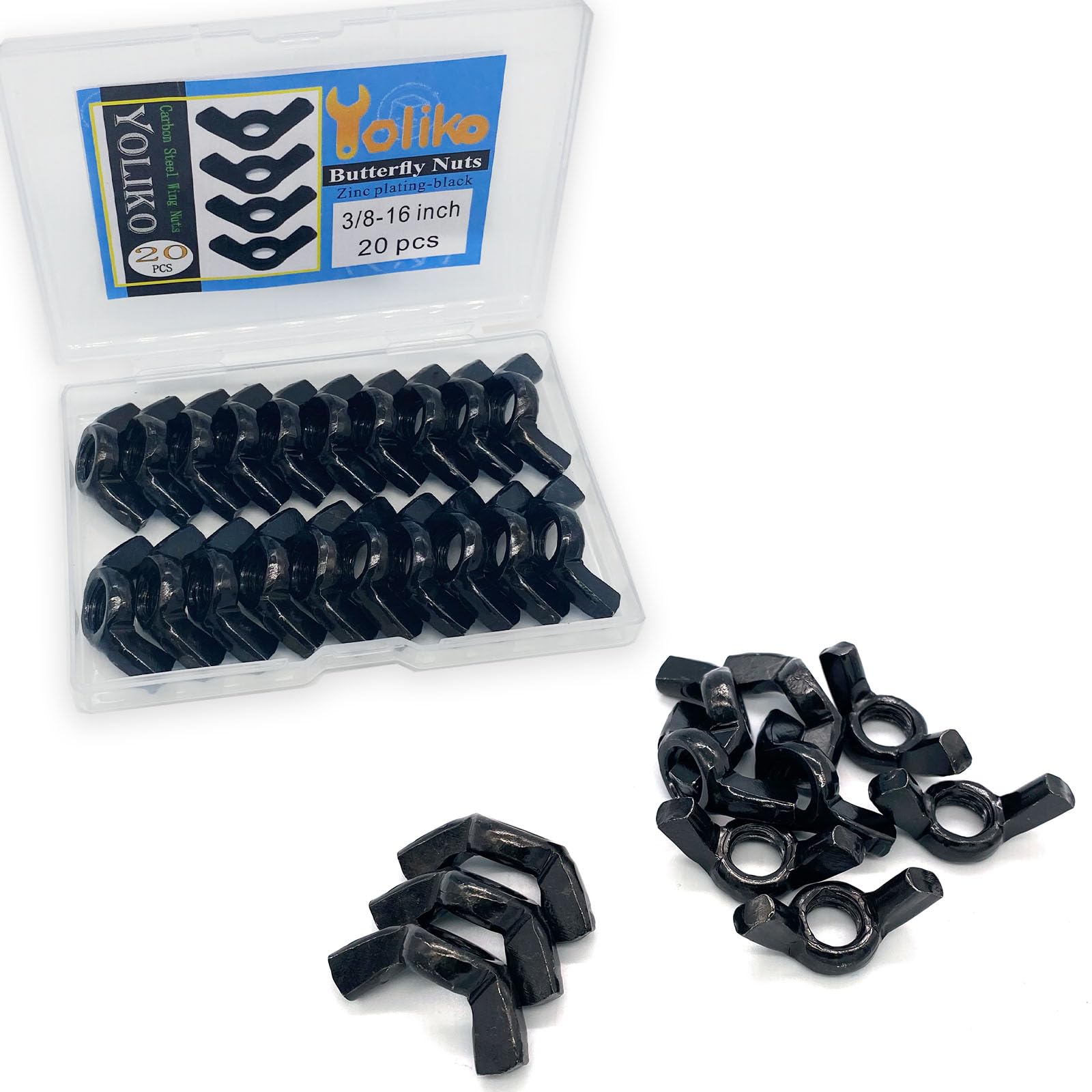 8 Pcs 3/8"-16 Wingnuts, Carbon Steel Wing Nuts Zinc