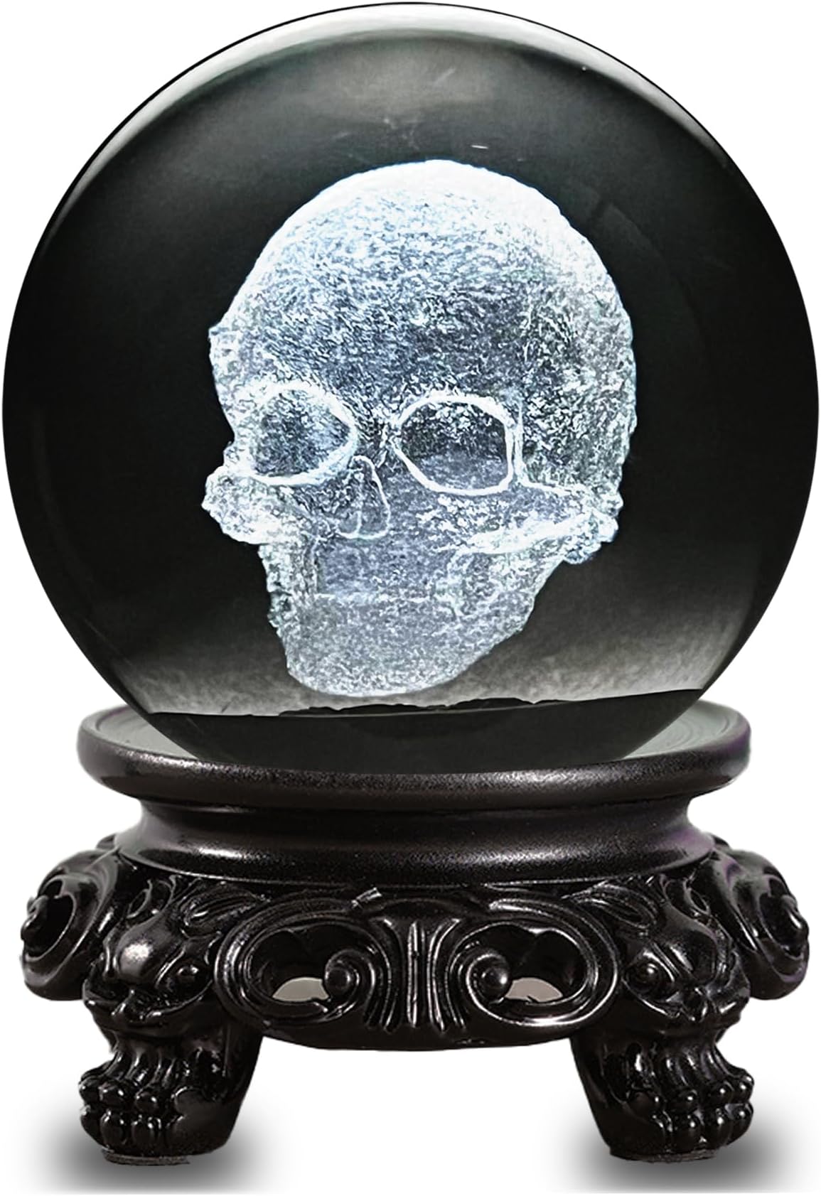 Doguiei Gothic Home Decor Crystal Glass Skull Figurine 3D Laser Etched Crystal Animal Ornaments Art for Goth Gifts 60mm(2.4inch)