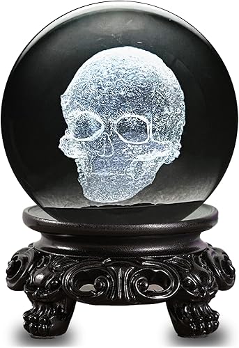 Figura gótica de calavera de cristal para decoración del hogar, 3D grabada con láser, adornos de animales, arte para regalos góticos, 2.4 pulgadas