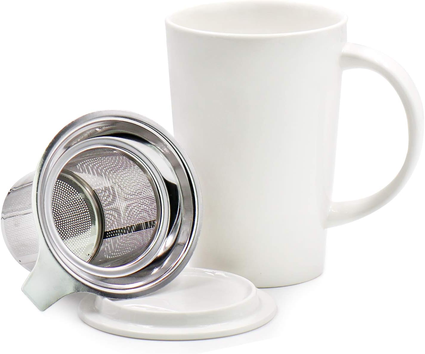 TOSSOW Ceramics Tea Mug with Infuser and Lid, Ceramic Tea Brewing Cup