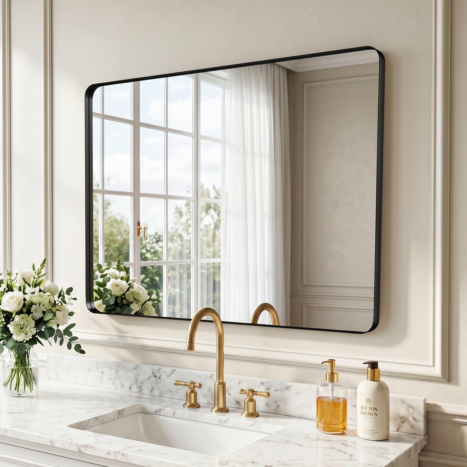40"x30" Bathroom Vanity Mirror for Wall Aluminum Framed Farmhouse Rectangle