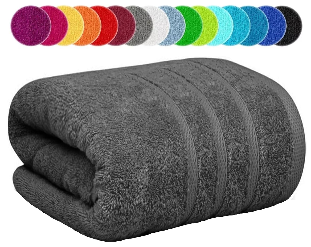 Extra Large Jumbo Bath Sheets 100x200cm Big Size Bathroom XXL Super Soft Bath Towels 100% Egyptian Cotton Body Wrapped Beach Towel 600-GSM (Charcoal Grey, 1)