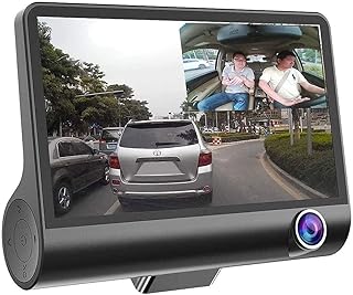 Kiboule 1080 P 170 ° Grande Angular, 4"Lente Dupla HD Carro Dvr Retrovisor Vídeo Dash Cam Gravador Câmera Tela LCD Sensor G, Wdr, Monitor De Estacionamento, Gravação Em Loop, Detecção De Movimento